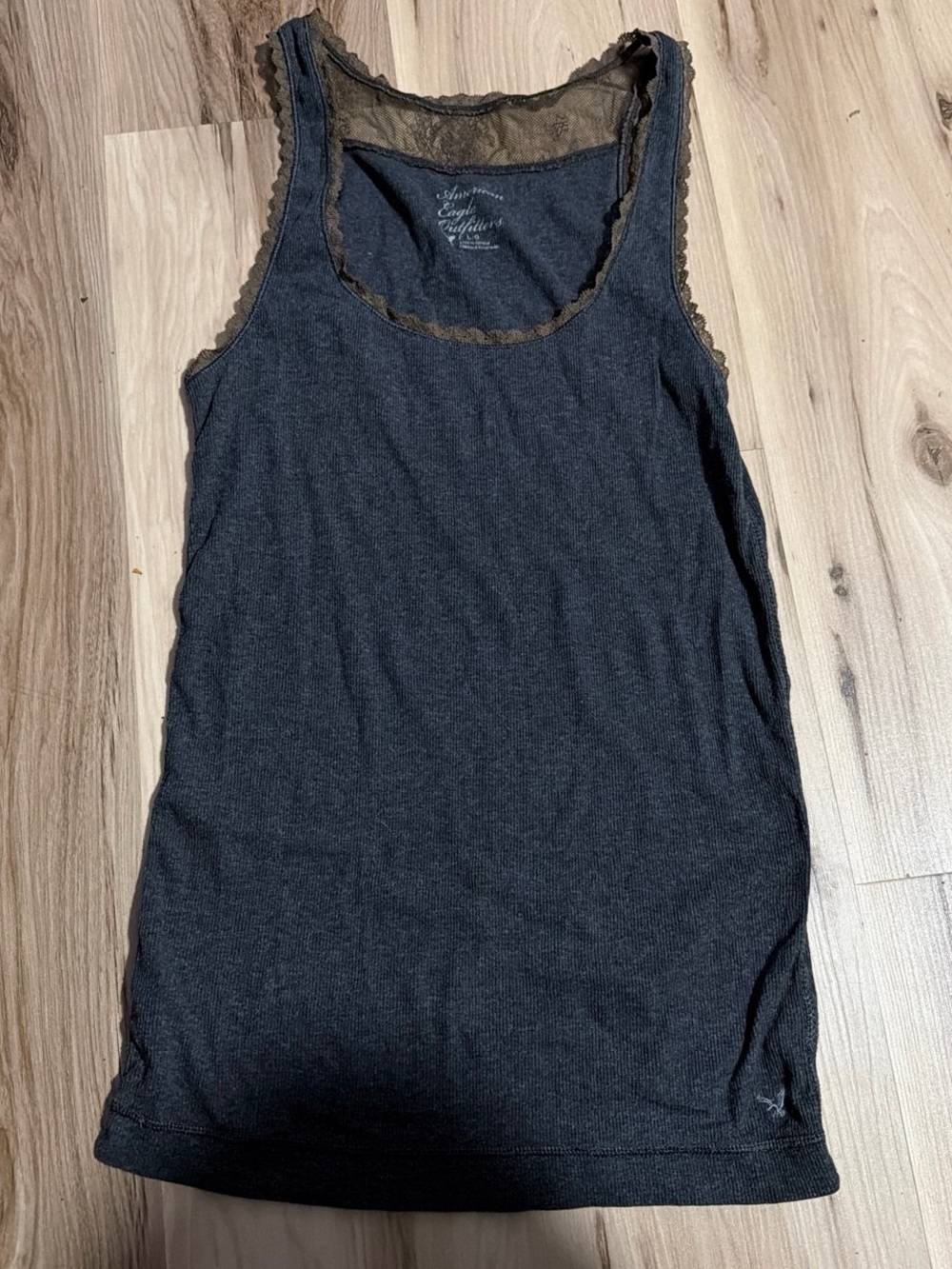 American Eagle Outfitters Black Lace-Trim Tank